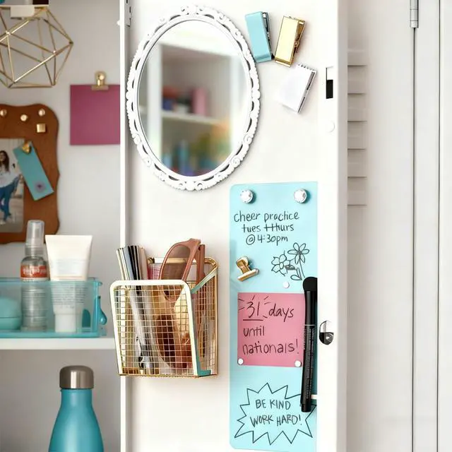 Alt view image 3 of 4 - Locker Mirror Magnetic, Locker Accessories for Girls, Glass 6"x8", White | Locker Decor & Stuff, Magnet Backing, Back to School, Classroom Decor, Household Refrigerator, Office Cabinet, Bathroom