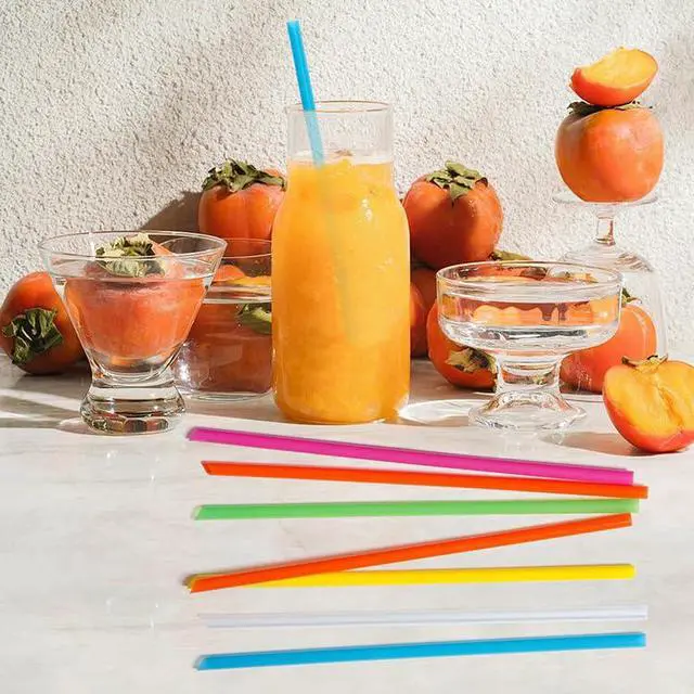 Alt view image 4 of 7 - Colorful StrawsPlastic Straws, Disposable, Individually Wrapped, 50 pcs 0.23'' Diameter, 8.26'' Long for PartyJuice, Cocktails, Out, Office, Travel (50, Assorted Colors, 8.26 inch)