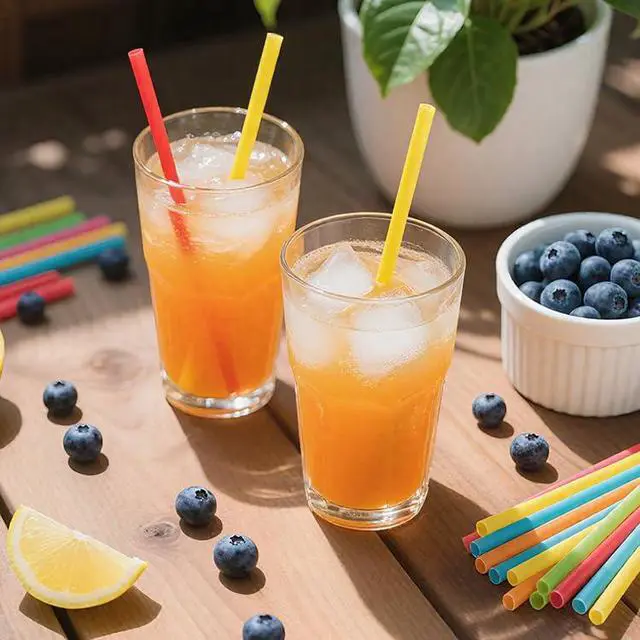 Alt view image 3 of 7 - Colorful StrawsPlastic Straws, Disposable, Individually Wrapped, 50 pcs 0.23'' Diameter, 8.26'' Long for PartyJuice, Cocktails, Out, Office, Travel (50, Assorted Colors, 8.26 inch)