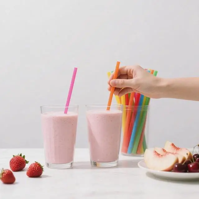 Alt view image 5 of 7 - Colorful StrawsPlastic Straws, Disposable, Individually Wrapped, 50 pcs 0.23'' Diameter, 8.26'' Long for PartyJuice, Cocktails, Out, Office, Travel (50, Assorted Colors, 8.26 inch)