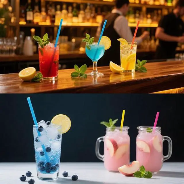 Alt view image 6 of 7 - Colorful StrawsPlastic Straws, Disposable, Individually Wrapped, 50 pcs 0.23'' Diameter, 8.26'' Long for PartyJuice, Cocktails, Out, Office, Travel (50, Assorted Colors, 8.26 inch)