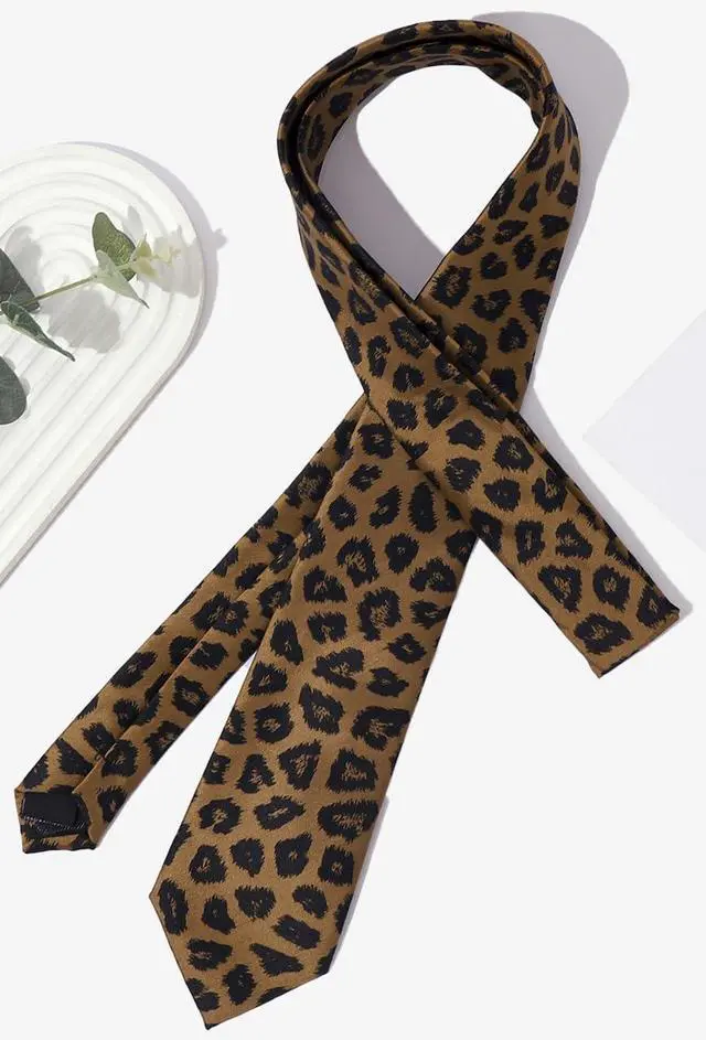 Alt view image 3 of 7 - Women-Men-Leopard-Print-Tie Adjustable Cheetah Print Necktie Business Stlyle