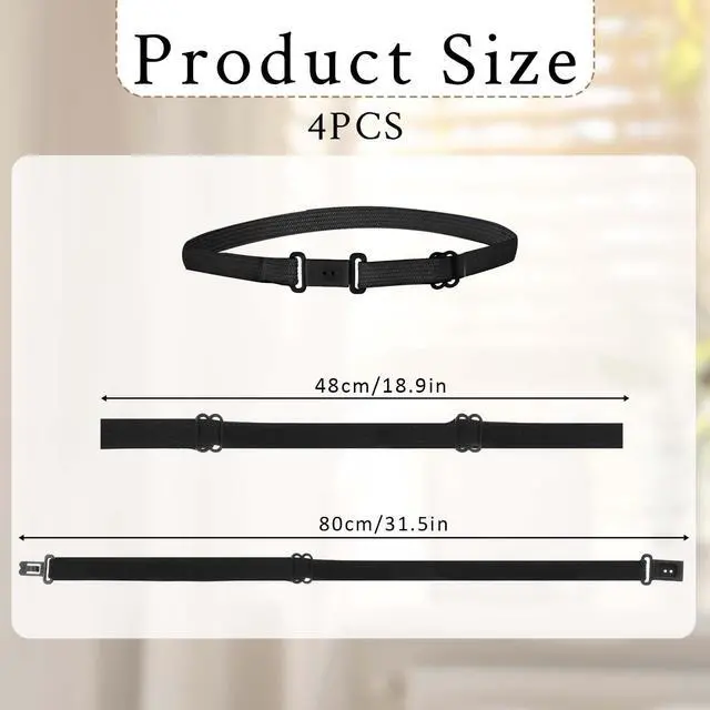 Alt view image 2 of 7 - 4pcs Adjustable Elastic Crop Tucks Band for Shirts, Shirt Tuck Band Women | Shirts Tuck Bands, Shirt Cropping Bands, for Jeans Pants Dresses, Change The Style of Your Tops