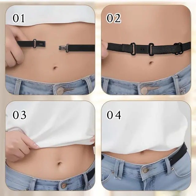 Alt view image 4 of 7 - 4pcs Adjustable Elastic Crop Tucks Band for Shirts, Shirt Tuck Band Women | Shirts Tuck Bands, Shirt Cropping Bands, for Jeans Pants Dresses, Change The Style of Your Tops