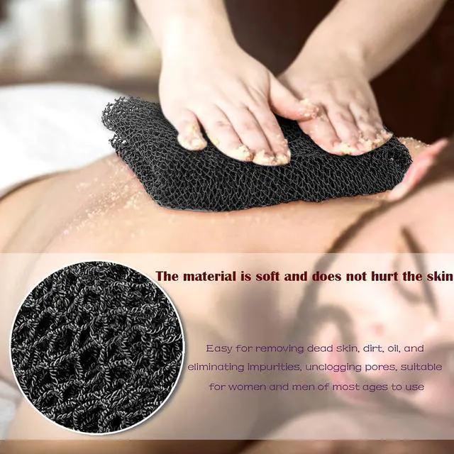 Alt view image 7 of 7 - African Net Sponge Authentic,Exfoliating Body Shower Scrubber,Black | Woven nylon africannet sponge,stretches up to 66in for full body & back washing removes dead skin,oil,For Women and Man