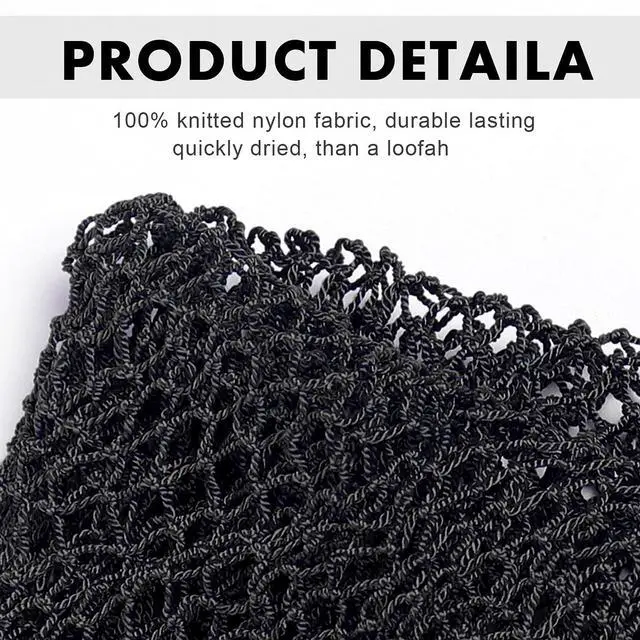 Alt view image 2 of 7 - African Net Sponge Authentic,Exfoliating Body Shower Scrubber,Black | Woven nylon africannet sponge,stretches up to 66in for full body & back washing removes dead skin,oil,For Women and Man