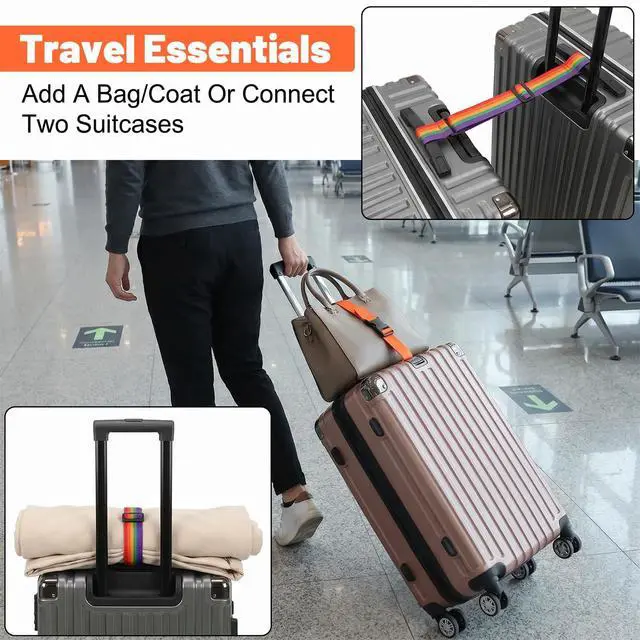 Alt view image 6 of 7 - 2 Pcs Luggage Straps for Suitcases Elastic Strap | Belt Luggage Accessories Multi Polyester Luggages Connector Straps for Travel Essentials