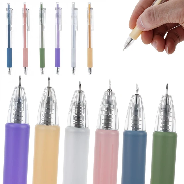 Main image of Knife Pen Craft Cutting Tools 6PCs Utility Paper Pen Cutter | Retractable Precision Paper Cutting, for School Home, Utility Knife Pen, Carving Tools, for DIY Crafting, Scrapbooking