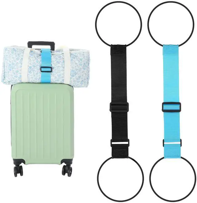 Main image of FNANJWQ Luggage Strap for Suitcases, Multi Use Adjustable Connector Strap | 2 Pcs Blue High elasticity luggage strap, Strong Adjustable Elastic Fastening Belt, Add A Bag Easy to Travel Suitcase
