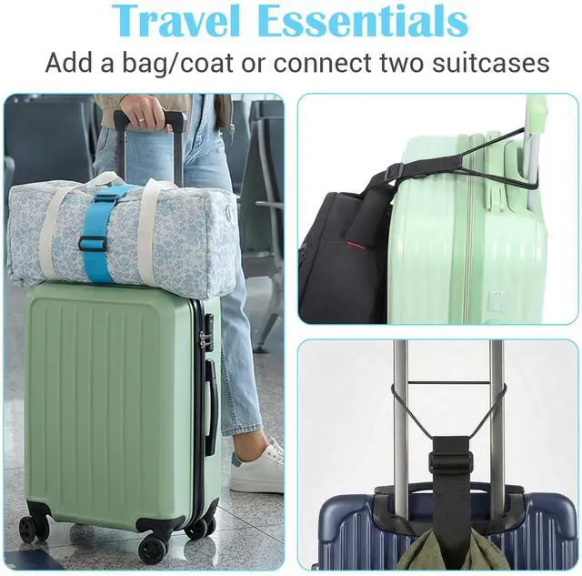 Alt view image 5 of 7 - FNANJWQ Luggage Strap for Suitcases, Multi Use Adjustable Connector Strap | 2 Pcs Blue High elasticity luggage strap, Strong Adjustable Elastic Fastening Belt, Add A Bag Easy to Travel Suitcase
