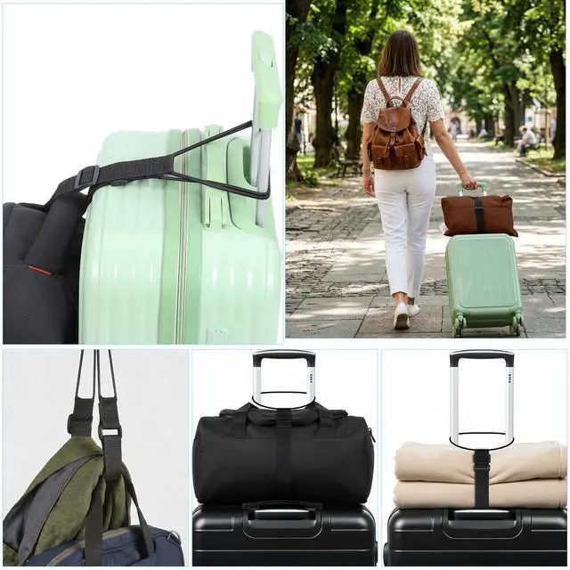Alt view image 7 of 7 - FNANJWQ Luggage Strap for Suitcases, Multi Use Adjustable Connector Strap | 2 Pcs Blue High elasticity luggage strap, Strong Adjustable Elastic Fastening Belt, Add A Bag Easy to Travel Suitcase