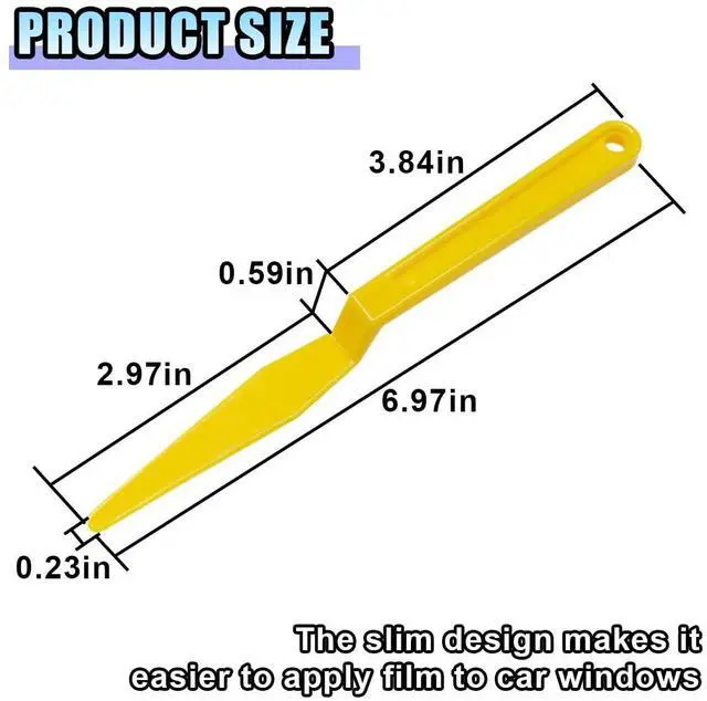 Alt view image 2 of 6 - 2PCS Car Window Tint Tools, Flexible Vinyl Wrap Squeegee with Long Handle, Plastic Shank Gasket Squeegee Corner Scraper with Flat Lip, Micro Squeegee for Car Window Tinting Application (Yellow)