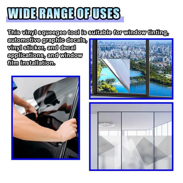 Alt view image 5 of 6 - 2PCS Car Window Tint Tools, Flexible Vinyl Wrap Squeegee with Long Handle, Plastic Shank Gasket Squeegee Corner Scraper with Flat Lip, Micro Squeegee for Car Window Tinting Application (Yellow)