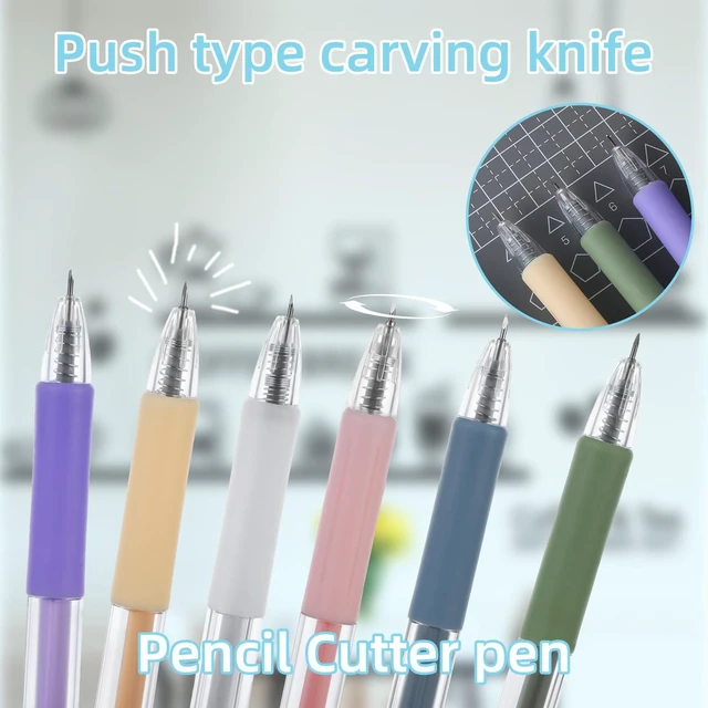 Alt view image 6 of 7 - Knife Pen Craft Cutting Tools 6PCs Utility Paper Pen Cutter | Retractable Precision Paper Cutting, for School Home, Utility Knife Pen, Carving Tools, for DIY Crafting, Scrapbooking
