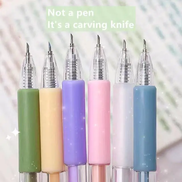 Alt view image 3 of 6 - 6 Pcs Precision Craft Knife Set - Pen Knife with Refillable Head Paper Cutter Tools for Drawing Art Making Accessories