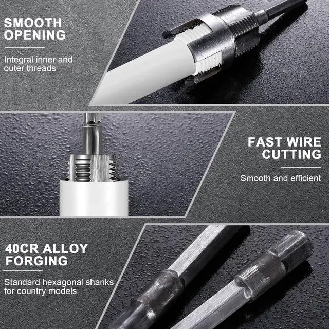 Alt view image 6 of 7 - 2 Pcs Pipe Threader Internal External PVC, 2 Sizes, Silver | Drill Compatible, Rethreading Kit for PVC Plastic Tubes, Dual Cutting Head, Ideal for Plumbing and Threading Repair Jobs