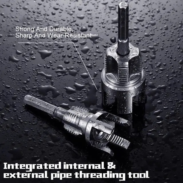 Alt view image 7 of 7 - 2 Pcs Pipe Threader Internal External PVC, 2 Sizes, Silver | Drill Compatible, Rethreading Kit for PVC Plastic Tubes, Dual Cutting Head, Ideal for Plumbing and Threading Repair Jobs