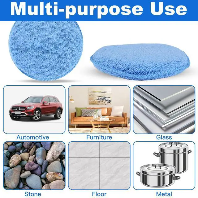 Alt view image 4 of 7 - Polishing Pad 8 PCS, 5 Inch Diameter Round Microfiber Applicator Pad, Washable Reusable Car Wax Applicator Pad for Car Cleaning and Fine Polishing (Yellow and Blue)