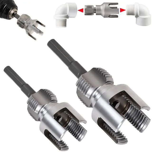 Main image of Pipe Threading Tool Kit with Internal & External Threader, 1/2"+ 3/4" Pipe Sizes,Pipe Thread Cutting Tool, Electric Drill Compatible PVC Pipe Threader Kit, Pipe Sizes Rethreading Tool