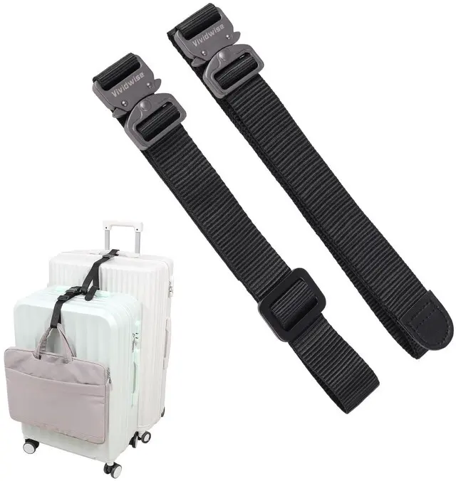 Main image of Luggage Straps, Luggage Connector Straps with Metal Buckle for Suitcases, Travel Belt Accessories for Connect Your 2 Luggage and Bag Together (1" Normal Size-Metal)