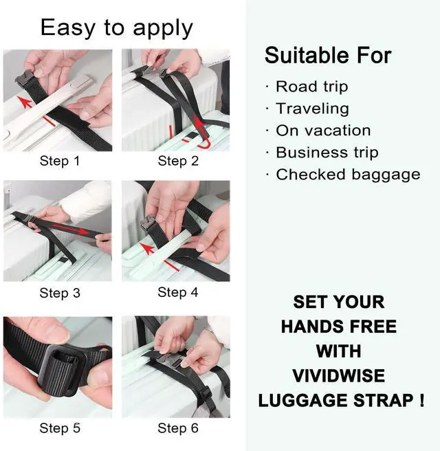 Alt view image 2 of 6 - Luggage Straps, Luggage Connector Straps with Metal Buckle for Suitcases, Travel Belt Accessories for Connect Your 2 Luggage and Bag Together (1" Normal Size-Metal)