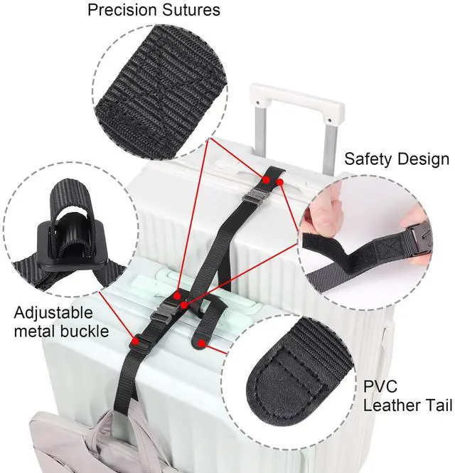 Alt view image 3 of 6 - Luggage Straps, Luggage Connector Straps with Metal Buckle for Suitcases, Travel Belt Accessories for Connect Your 2 Luggage and Bag Together (1" Normal Size-Metal)