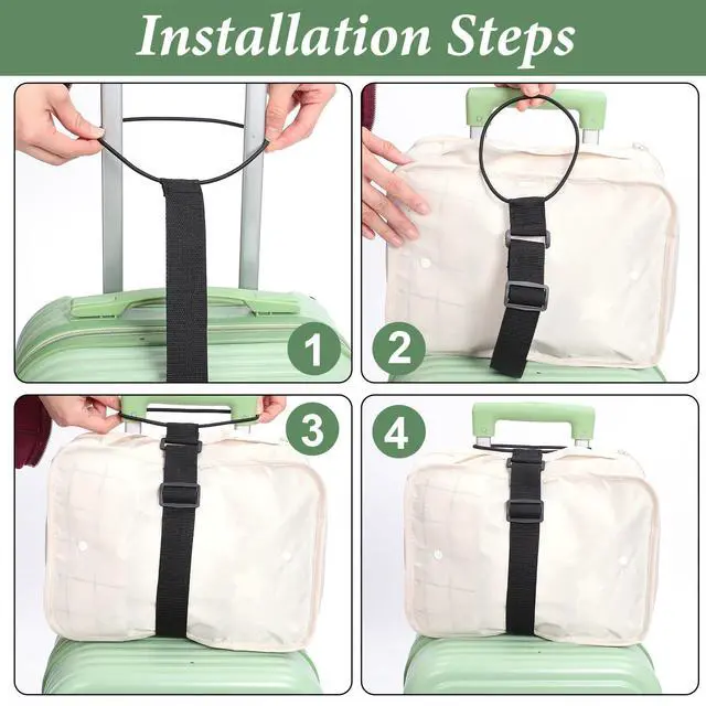 Alt view image 4 of 6 - 2Pack Luggage Straps for Suitcase Adjustable Luggage Connector Strap | Add a Bag Luggage Strap, Multi Use Suitcase Belts, 2 in 1 Travel Elastic Wrap Belts, Airport Travel Accessories