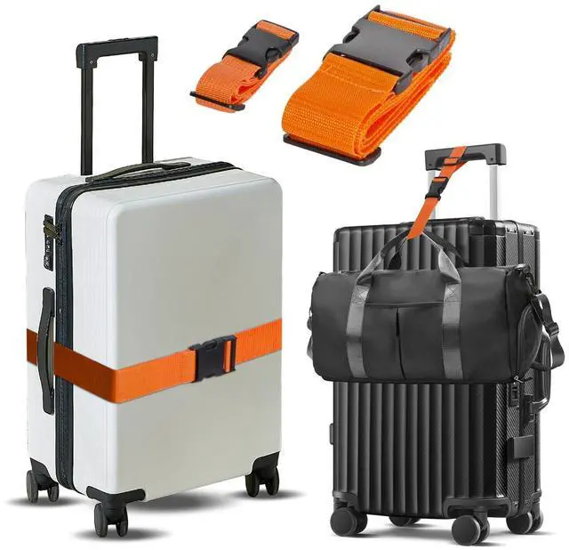Main image of Luggage Straps,Suitcase Straps for Luggage and Add a Bag Luggage Straps for Suitcase,Travel Accessories for Connecting Suitcases or Smaller Packages Together (Orange 2 pcs)