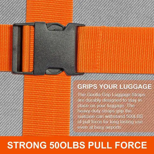 Alt view image 3 of 7 - Luggage Straps,Suitcase Straps for Luggage and Add a Bag Luggage Straps for Suitcase,Travel Accessories for Connecting Suitcases or Smaller Packages Together (Orange 2 pcs)