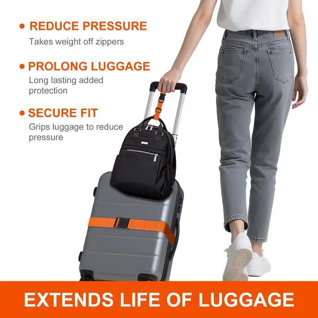Alt view image 5 of 7 - Luggage Straps,Suitcase Straps for Luggage and Add a Bag Luggage Straps for Suitcase,Travel Accessories for Connecting Suitcases or Smaller Packages Together (Orange 2 pcs)