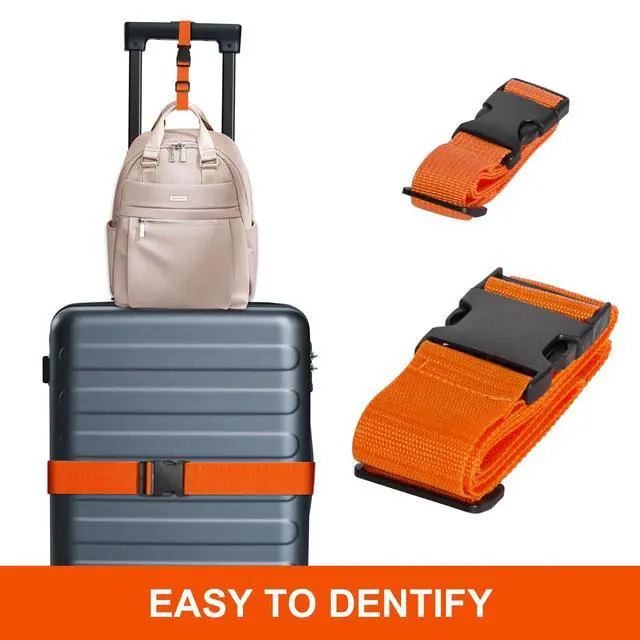 Alt view image 4 of 7 - Luggage Straps,Suitcase Straps for Luggage and Add a Bag Luggage Straps for Suitcase,Travel Accessories for Connecting Suitcases or Smaller Packages Together (Orange 2 pcs)