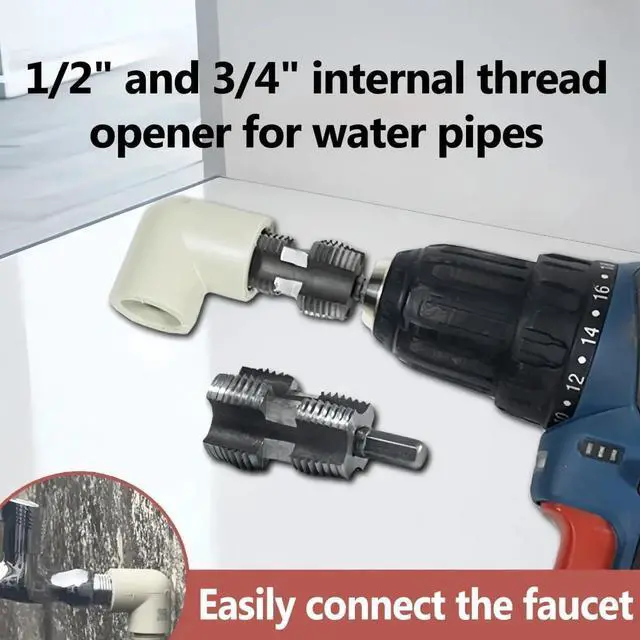 Alt view image 2 of 7 - PVC Pipe Threader Kit Pipe Thread Opener, PVC Thread Maker Tool for Electric Drill, 1/2" Reusable Die for Cutting (Internal Thread Opener)