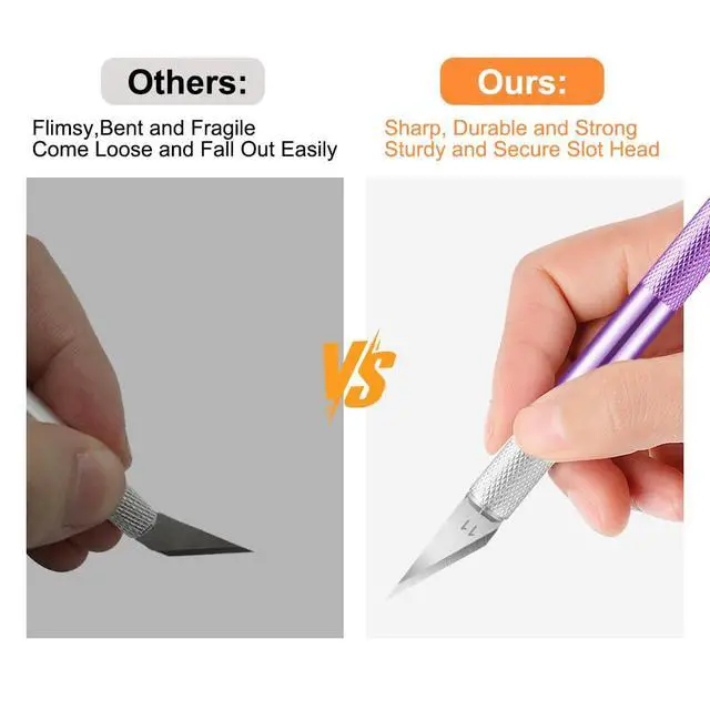 Alt view image 3 of 7 - 3PCS Craft Knife Hobby Knife Includes 30PCS Spare Exacto Knife Blades #11 and A Ruler, HEADLEY TOOLS Precision Exacto Knife Set Ideal for Crafting, Scrapbooking, Arts, DIY, Stencil, Carving