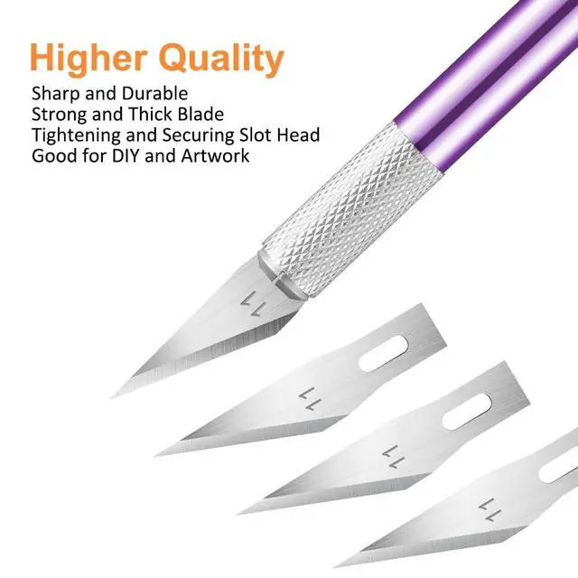 Alt view image 4 of 7 - 3PCS Craft Knife Hobby Knife Includes 30PCS Spare Exacto Knife Blades #11 and A Ruler, HEADLEY TOOLS Precision Exacto Knife Set Ideal for Crafting, Scrapbooking, Arts, DIY, Stencil, Carving