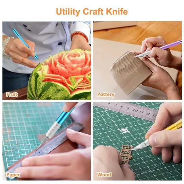 Alt view image 6 of 7 - 3PCS Craft Knife Hobby Knife Includes 30PCS Spare Exacto Knife Blades #11 and A Ruler, HEADLEY TOOLS Precision Exacto Knife Set Ideal for Crafting, Scrapbooking, Arts, DIY, Stencil, Carving