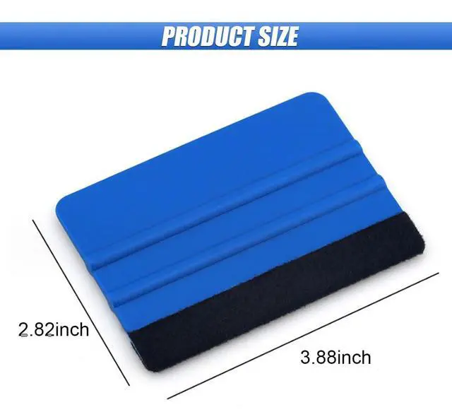 Alt view image 2 of 6 - 4 Inch Plastic Felt Edge Squeegee - Vinyl Scraper Tool for Car Decals, Mini Squeegee Car Window Film Tinting Tool, Vinyl Wrap Wallpaper Smoothing Tool for Car Window Tint, Blue (2PCS)