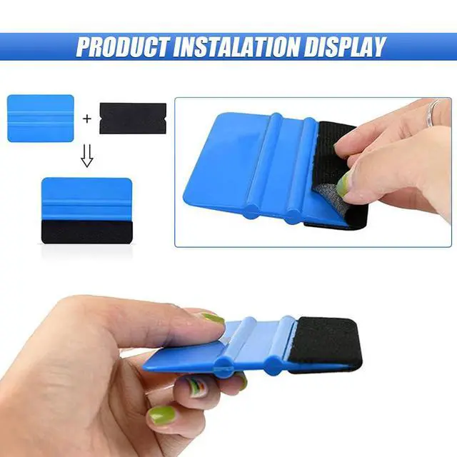 Alt view image 3 of 6 - 4 Inch Plastic Felt Edge Squeegee - Vinyl Scraper Tool for Car Decals, Mini Squeegee Car Window Film Tinting Tool, Vinyl Wrap Wallpaper Smoothing Tool for Car Window Tint, Blue (2PCS)