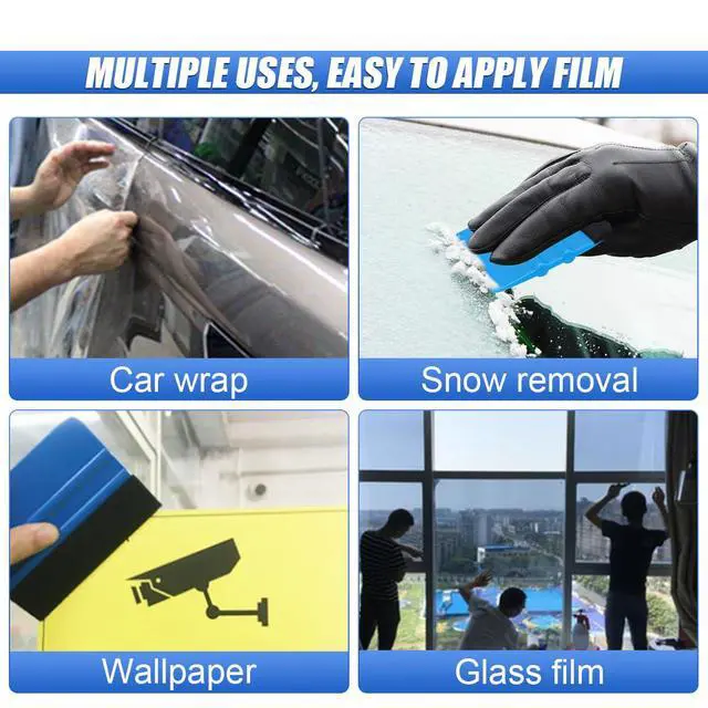 Alt view image 6 of 6 - 4 Inch Plastic Felt Edge Squeegee - Vinyl Scraper Tool for Car Decals, Mini Squeegee Car Window Film Tinting Tool, Vinyl Wrap Wallpaper Smoothing Tool for Car Window Tint, Blue (2PCS)