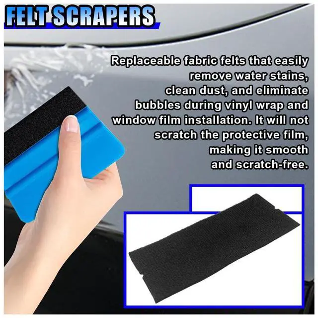Alt view image 3 of 6 - Squeegee Felt Fabric, Self-Adhesive Pre-Cut Scraper Wrap Tool, Non-Scratch 4 Inch Squeegee Felt Edge Replacement for Car Vinyl Film, Window Tinting Decal Application Tool (20PCS)