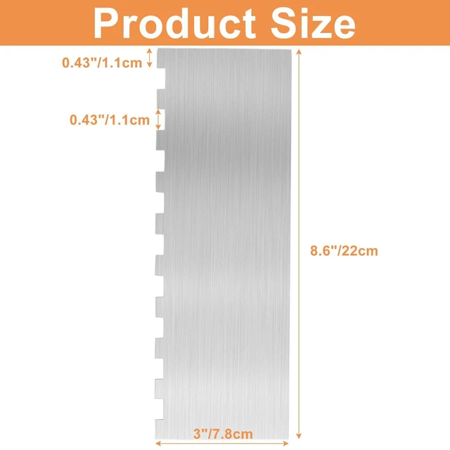Alt view image 2 of 5 - Cake Scraper, Double-Sided Cake Smoother | 1pc, Stainless Steel, with Decorating Comb Edges, Cake Smoothing Tool, for Texturing Buttercream Frosting