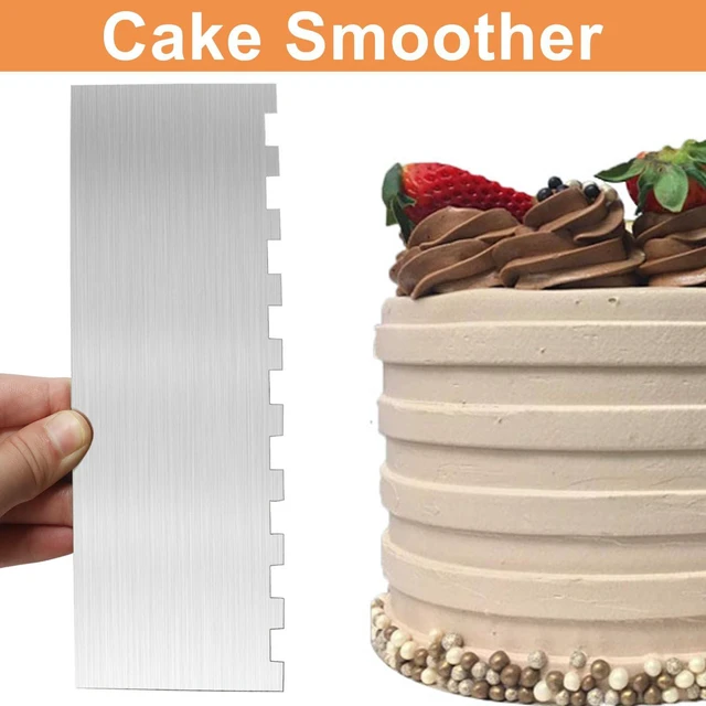 Alt view image 4 of 5 - Cake Scraper, Double-Sided Cake Smoother | 1pc, Stainless Steel, with Decorating Comb Edges, Cake Smoothing Tool, for Texturing Buttercream Frosting