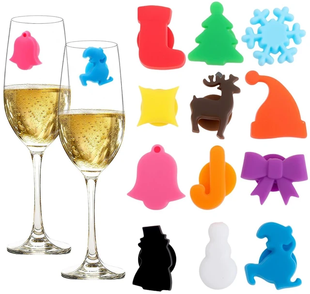 Main image of Wine Glass Charms for Stem Glass, 12/24Pcs Christmas Silicone Wine Markers, 3D Magnetic Butterflies Drink Markers, Reusable Cup Identifiers Tags Labels for Parties, Weddings, Events(Christmas, 12)