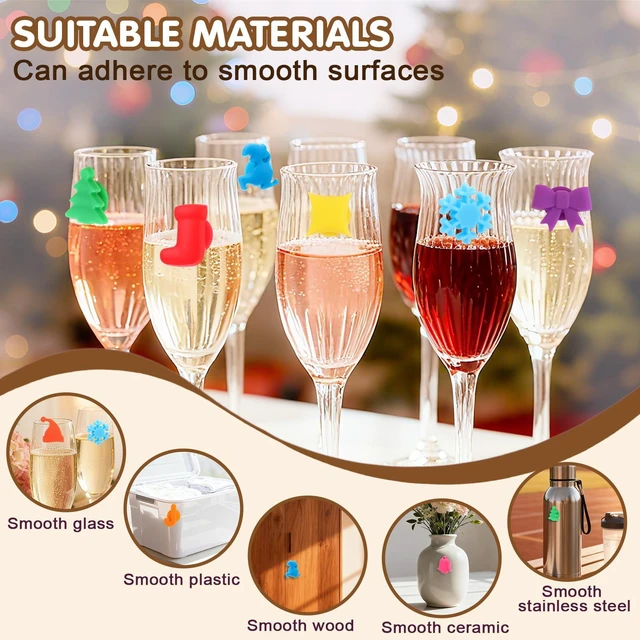 Alt view image 3 of 7 - Wine Glass Charms for Stem Glass, 12/24Pcs Christmas Silicone Wine Markers, 3D Magnetic Butterflies Drink Markers, Reusable Cup Identifiers Tags Labels for Parties, Weddings, Events(Christmas, 12)
