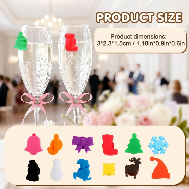Alt view image 5 of 7 - Wine Glass Charms for Stem Glass, 12/24Pcs Christmas Silicone Wine Markers, 3D Magnetic Butterflies Drink Markers, Reusable Cup Identifiers Tags Labels for Parties, Weddings, Events(Christmas, 12)