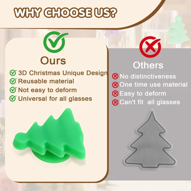 Alt view image 6 of 7 - Wine Glass Charms for Stem Glass, 12/24Pcs Christmas Silicone Wine Markers, 3D Magnetic Butterflies Drink Markers, Reusable Cup Identifiers Tags Labels for Parties, Weddings, Events(Christmas, 12)