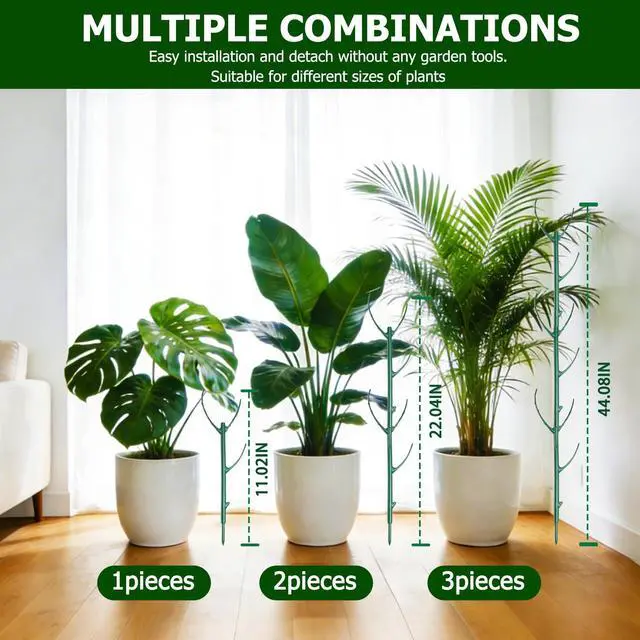 Alt view image 3 of 7 - 6pack Adjustable Plant Support Pole Stackable Indoor/Outdoor Support Pole with Clamps, Suitable for Supporting Monstera and Climbing Plants, Garden Accessories, Perfect Replacement for Plant Stakes