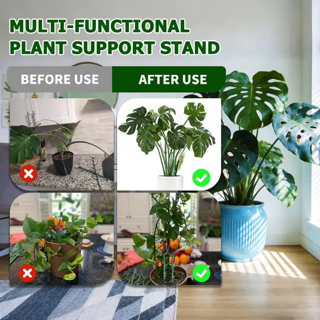 Alt view image 4 of 7 - 6pack Adjustable Plant Support Pole Stackable Indoor/Outdoor Support Pole with Clamps, Suitable for Supporting Monstera and Climbing Plants, Garden Accessories, Perfect Replacement for Plant Stakes