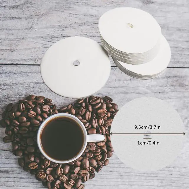 Alt view image 2 of 7 - 100 Pack Disposable Percolator Coffee Filters, 3.75 Inch Disc Filter for Percolators, Coffee Pot (100, White)