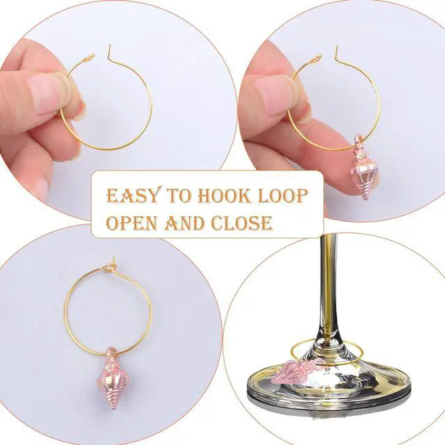 Alt view image 4 of 7 - 30PCS Wine Glass Charms for Stem Glasses, Beach-themed Drink Marker Tags Wine Charm Identifier Ring for Bachelorette Wedding Tasting Party Decoration & Gifts