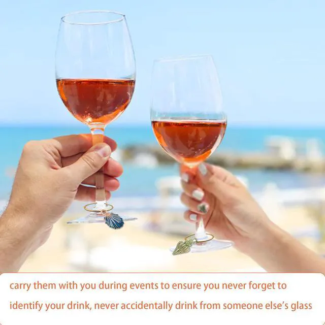 Alt view image 5 of 7 - 30PCS Wine Glass Charms for Stem Glasses, Beach-themed Drink Marker Tags Wine Charm Identifier Ring for Bachelorette Wedding Tasting Party Decoration & Gifts